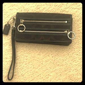 Black Signature Coach Wristlet
